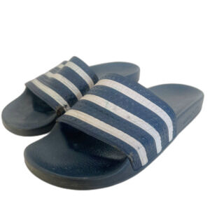 Adidas Slides Navy blue White Stripes Adilette Slides Size 9